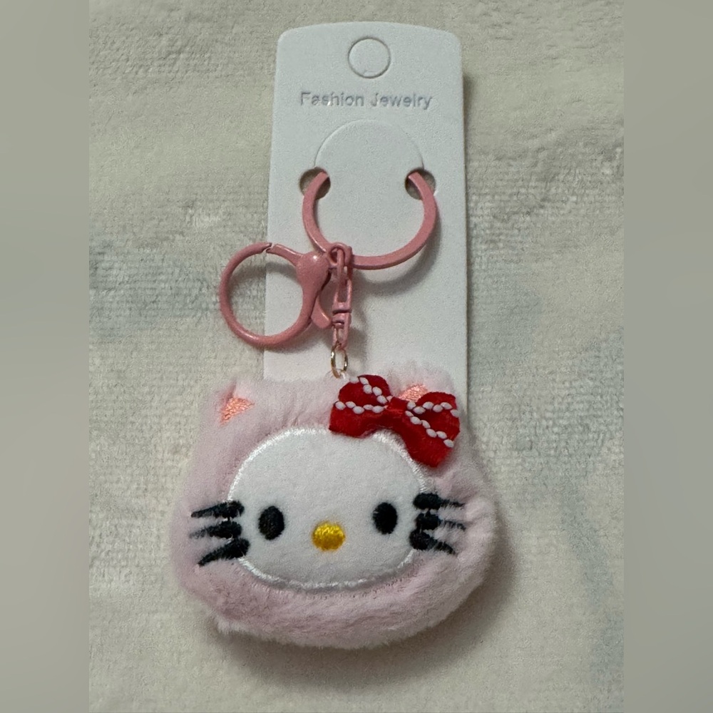 Pink Hello Kitty Plush Head Purse Charm/Keyring